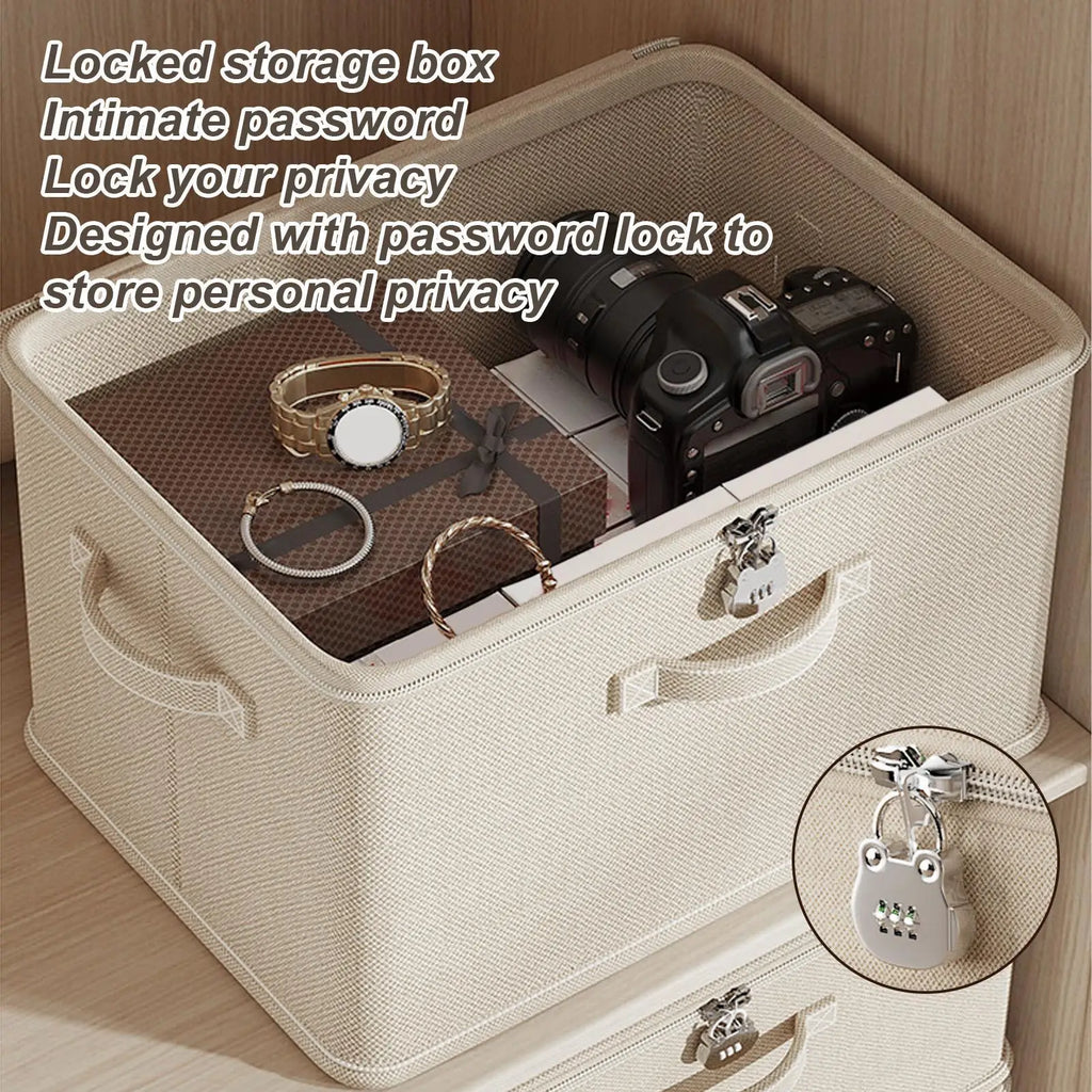 Large Storage Box with Lock Stackable Storage Container Secure with Handle Locking Organizing Bin Washable Shelf Baskets for